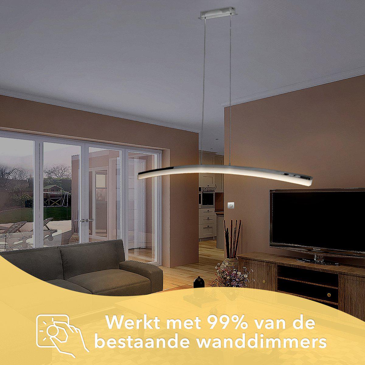 LED Hanglamp Bended linear - Dimbaar warm wit licht - In hoogte verstelbaar - Zilver - LED.nl