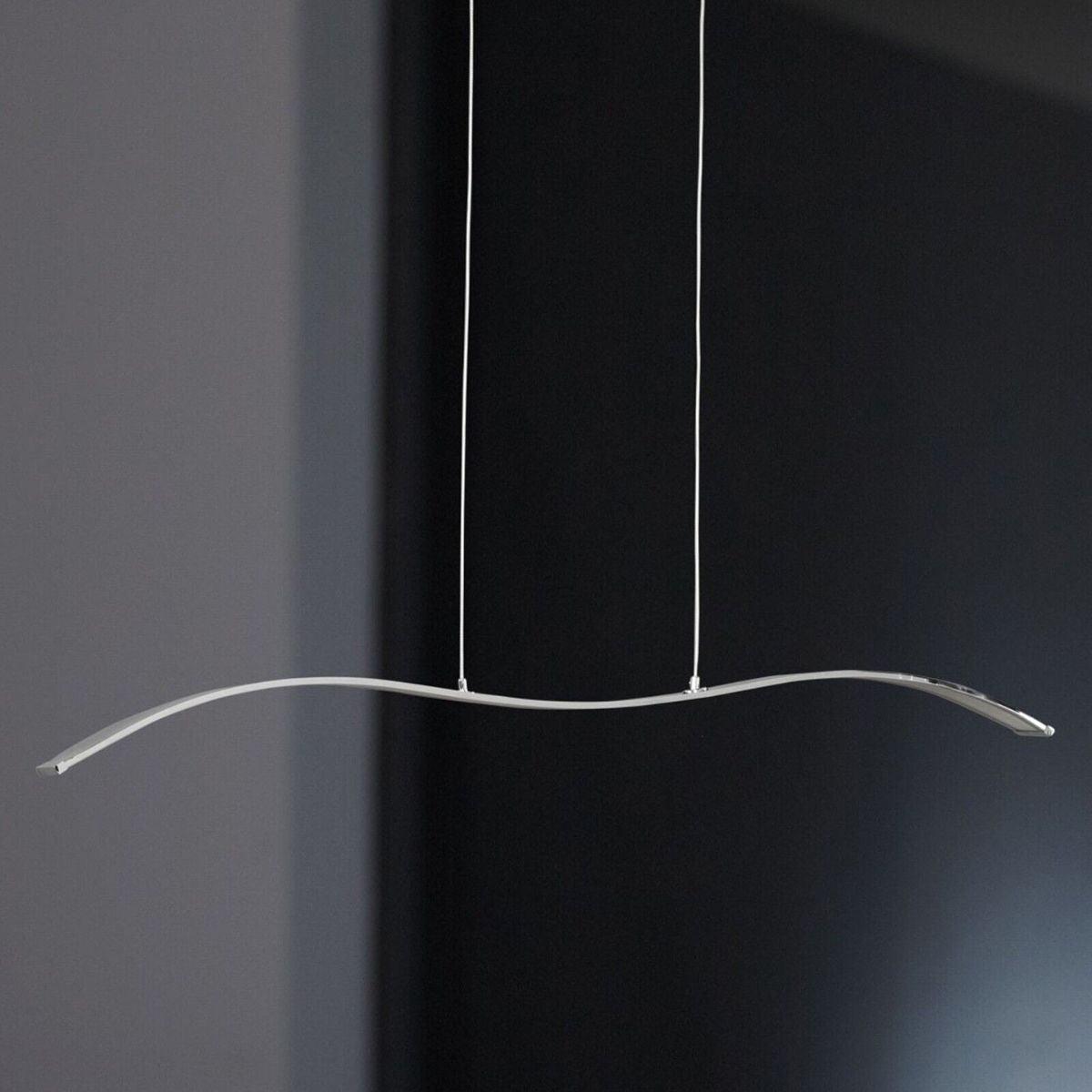 LED Hanglamp Wave linear - Warm wit licht - In hoogte verstelbaar - Zilver - LED.nl