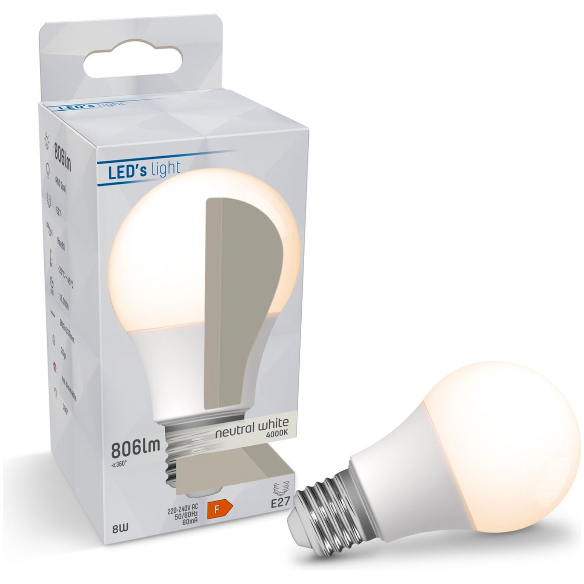 LED Lamp E27 - Mat - Koud wit - 8W vervangt 60W - LED.nl