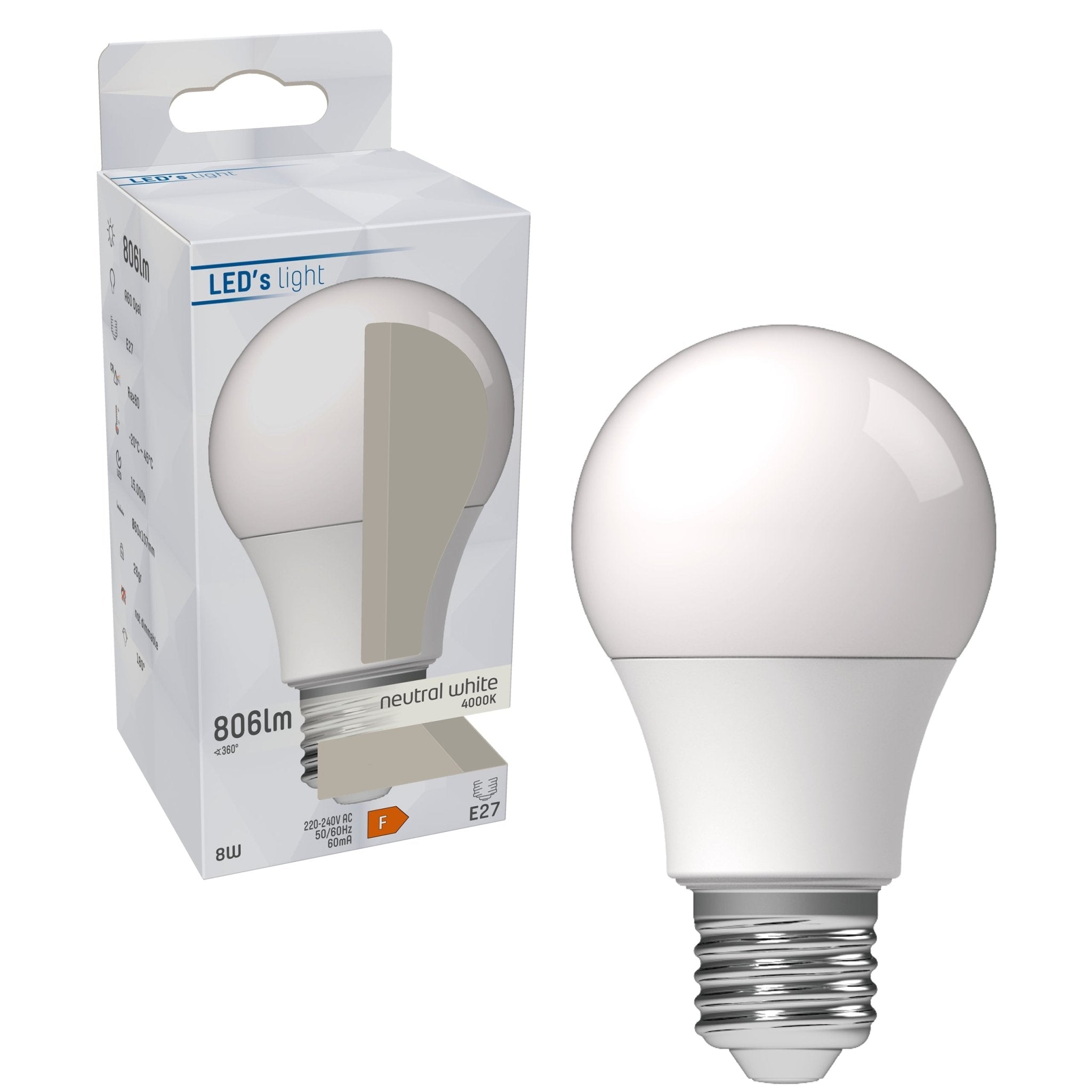 LED Lamp E27 - Mat - Koud wit - 8W vervangt 60W - LED.nl