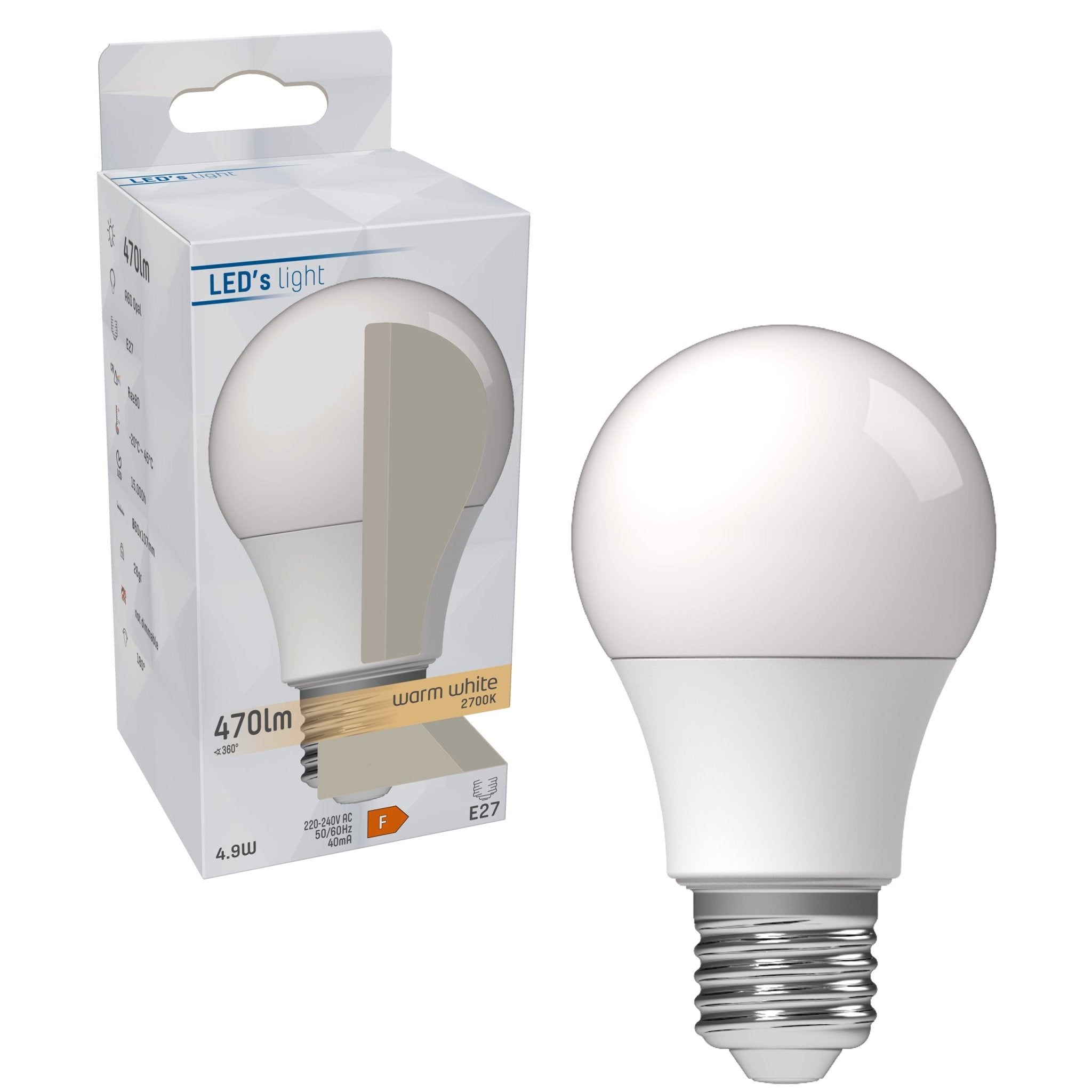 LED Lamp E27 - Mat - Warm wit - 4.9W vervangt 40W - LED.nl