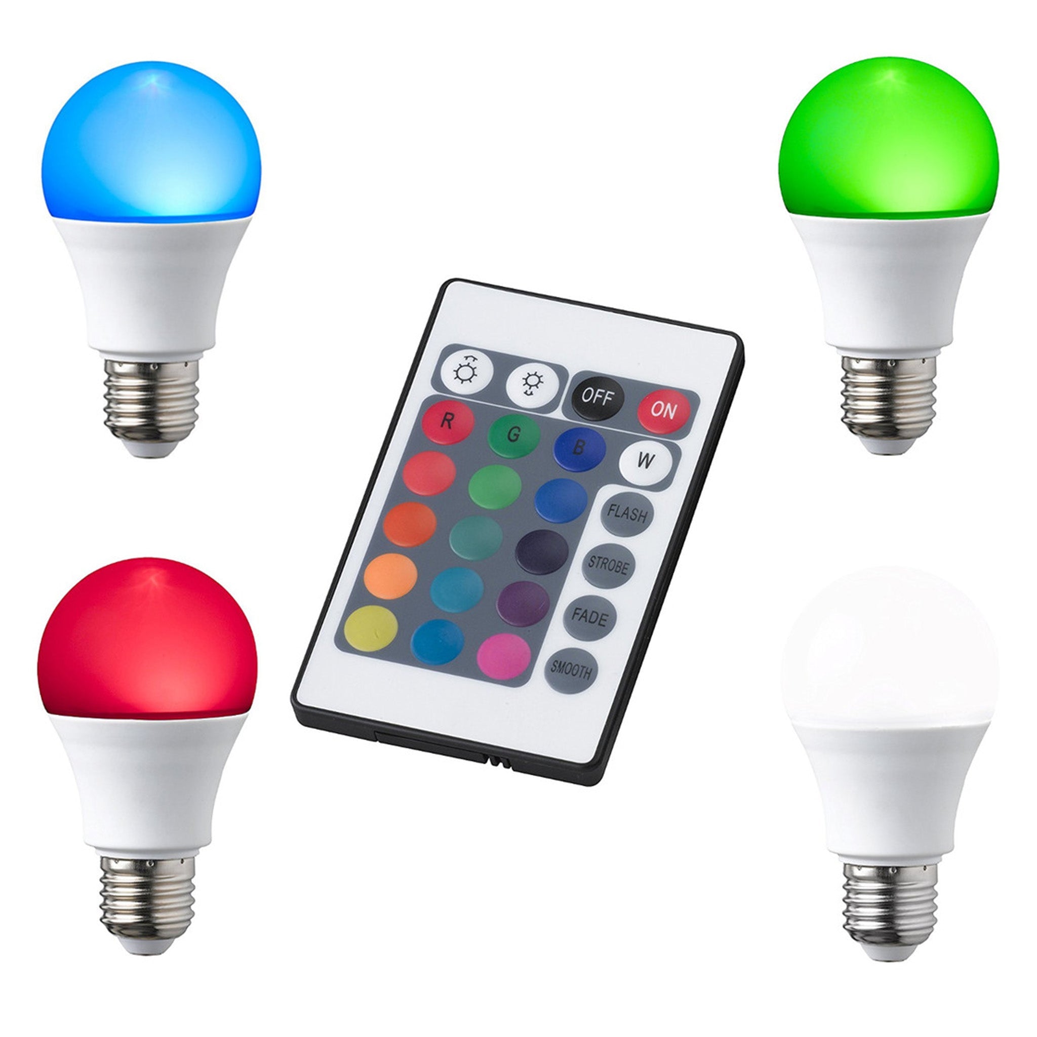 LED Lampen E27 met afstandsbediening - 16 kleuren + wit - Dimbaar - 3-PACK - LED.nl