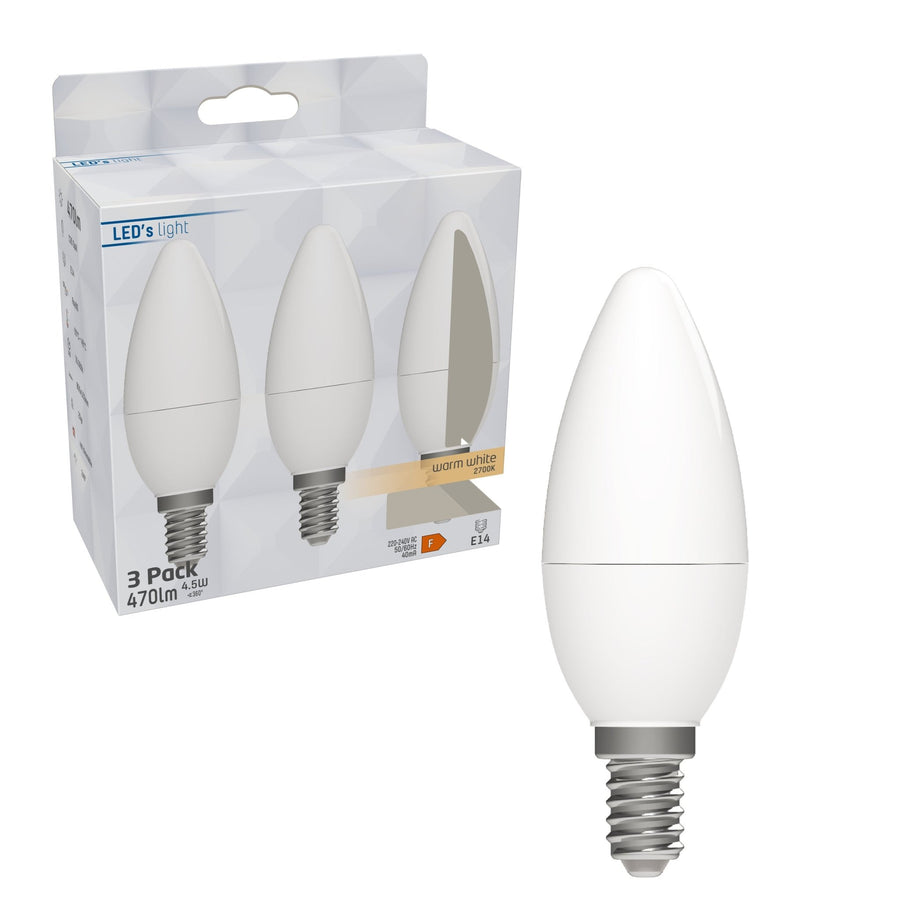 LED lamps with small E14 fitting - Warm white light - 8W/60W - 3PACK - LED.nl
