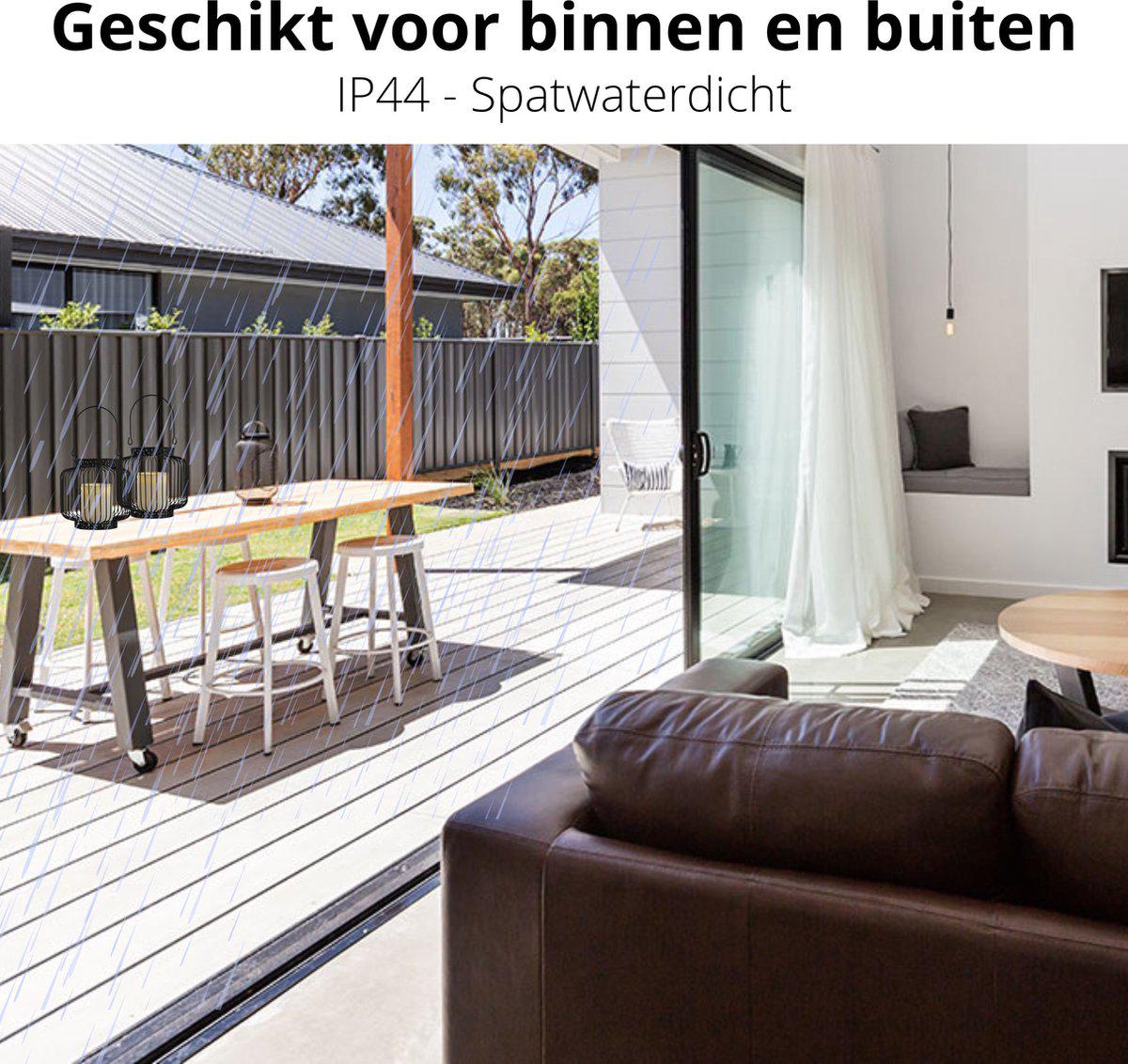 LED Lantaarn basket met LED kaars voor binnen en buiten - Draadloos op batterijen - Zwart - LED.nl