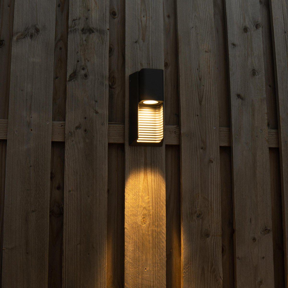 LED Muurlamp buiten met GU10 fitting - Strepen - Rimini - IP44 - Antraciet - LED.nl