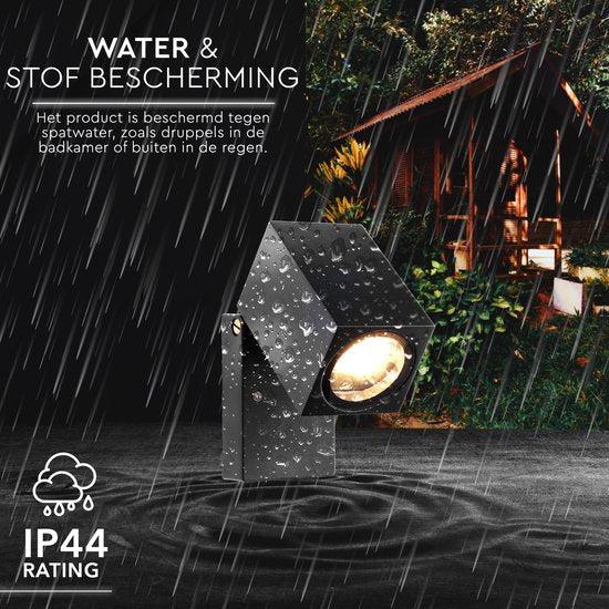 LED Muurspot buiten met GU10 fitting - Kantelbaar - Lucca - IP44 - Zwart - LED.nl