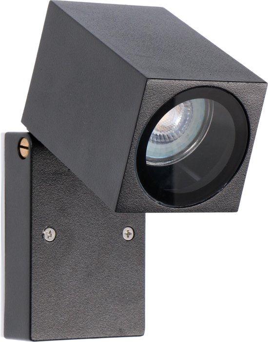 LED Muurspot buiten met GU10 fitting - Kantelbaar - Lucca - IP44 - Zwart - LED.nl