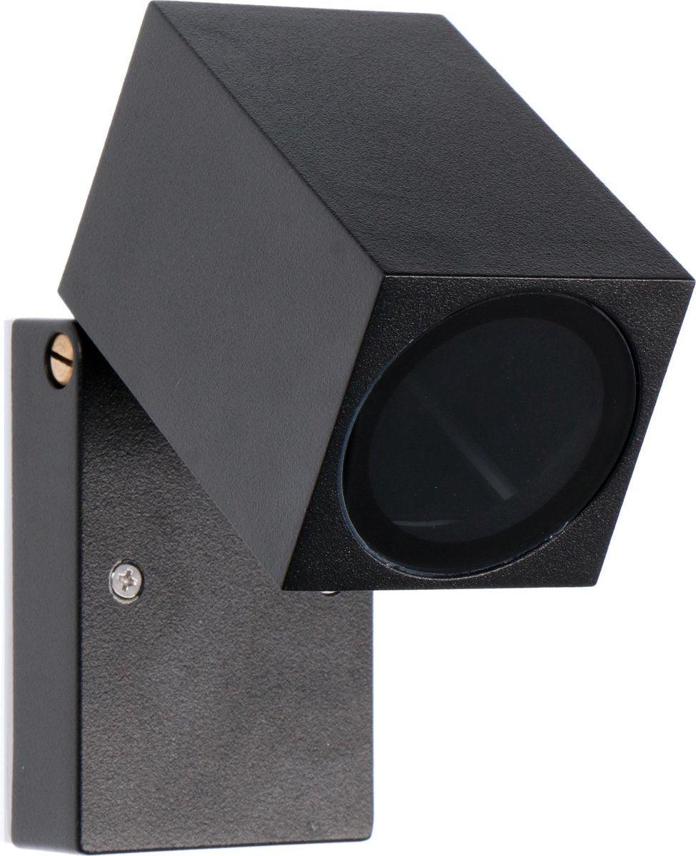 LED Muurspot buiten met GU10 fitting - Kantelbaar - Lucca - IP44 - Zwart - LED.nl