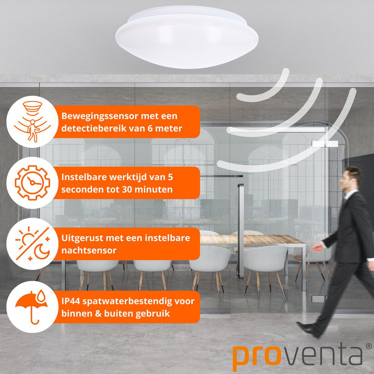 LED plafondlamp 33 cm met sensor - Daglicht en beweging - Warm wit licht - LED.nl