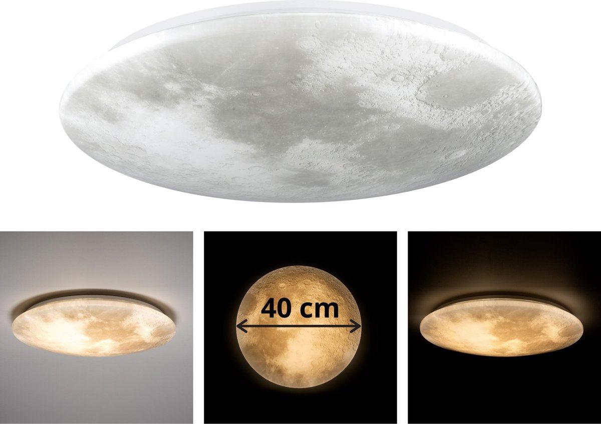 LED Plafondlamp maan voor slaapkamer - 40 cm - Dimbaar met afstandsbediening - LED.nl