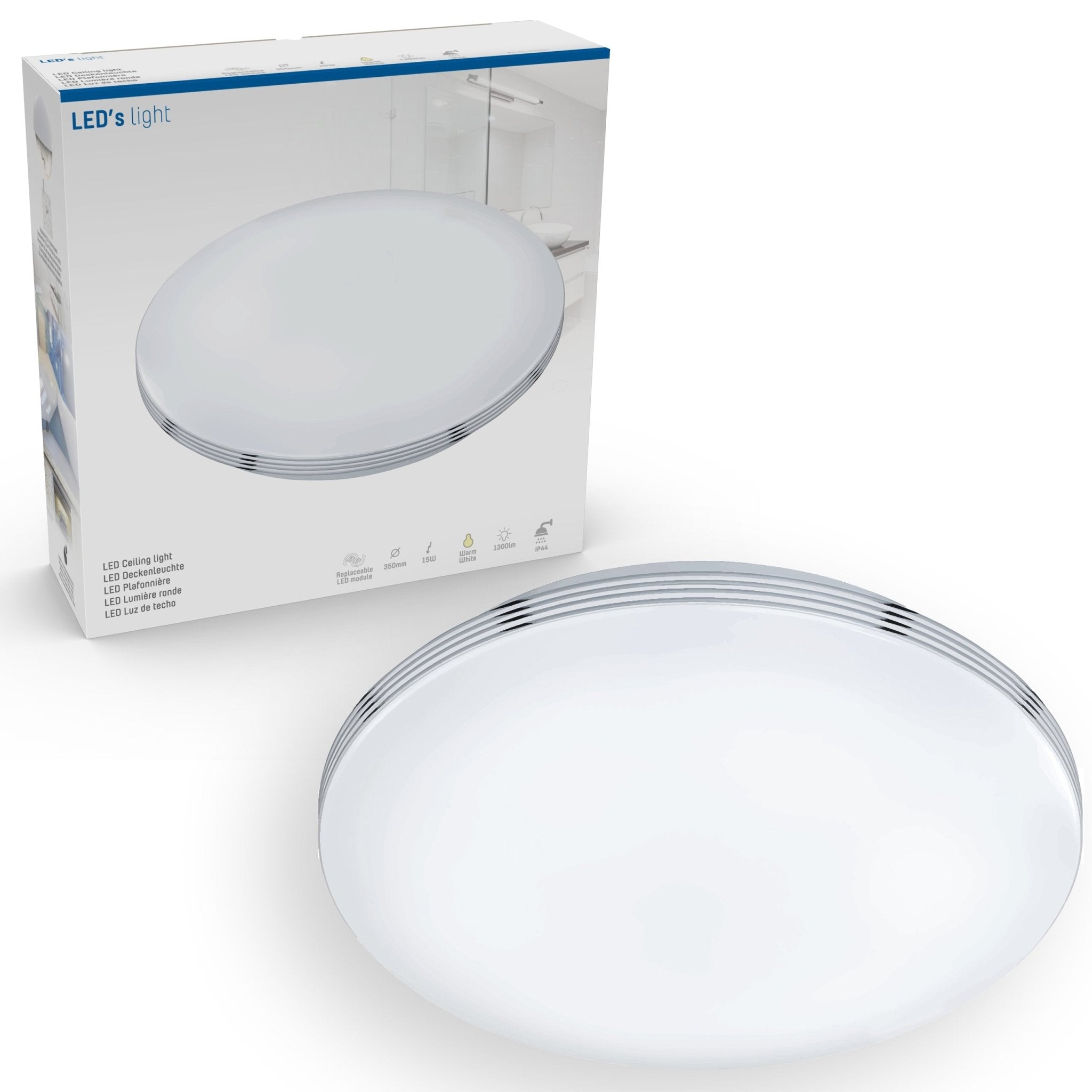 LED Plafondlamp rond 35 cm met ringen - Universeel - Spatwaterdicht - Warm wit licht - LED.nl