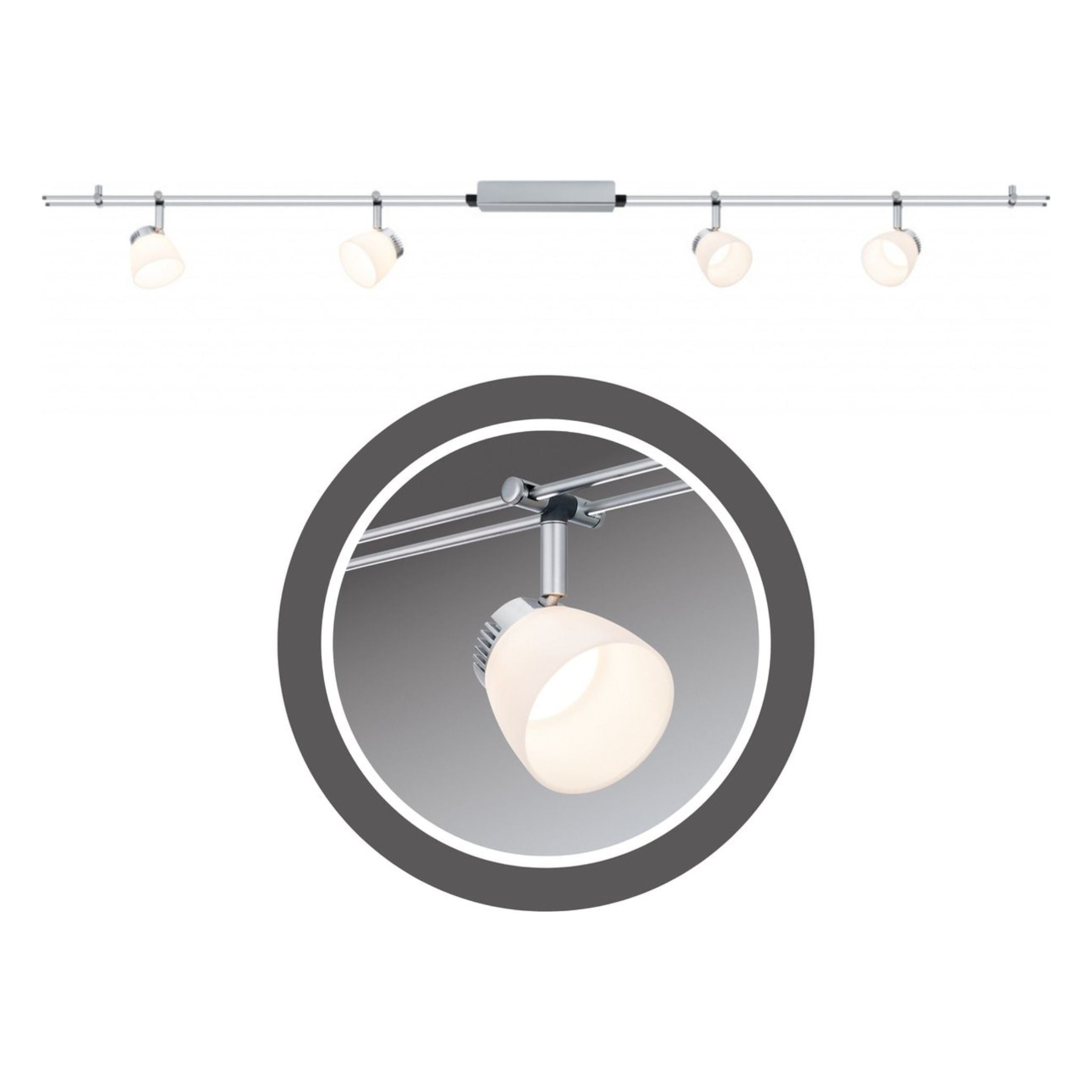 LED Railsysteem verlichting plafond met 4 spots - Complete set - Railverlichting Chroom - LED.nl