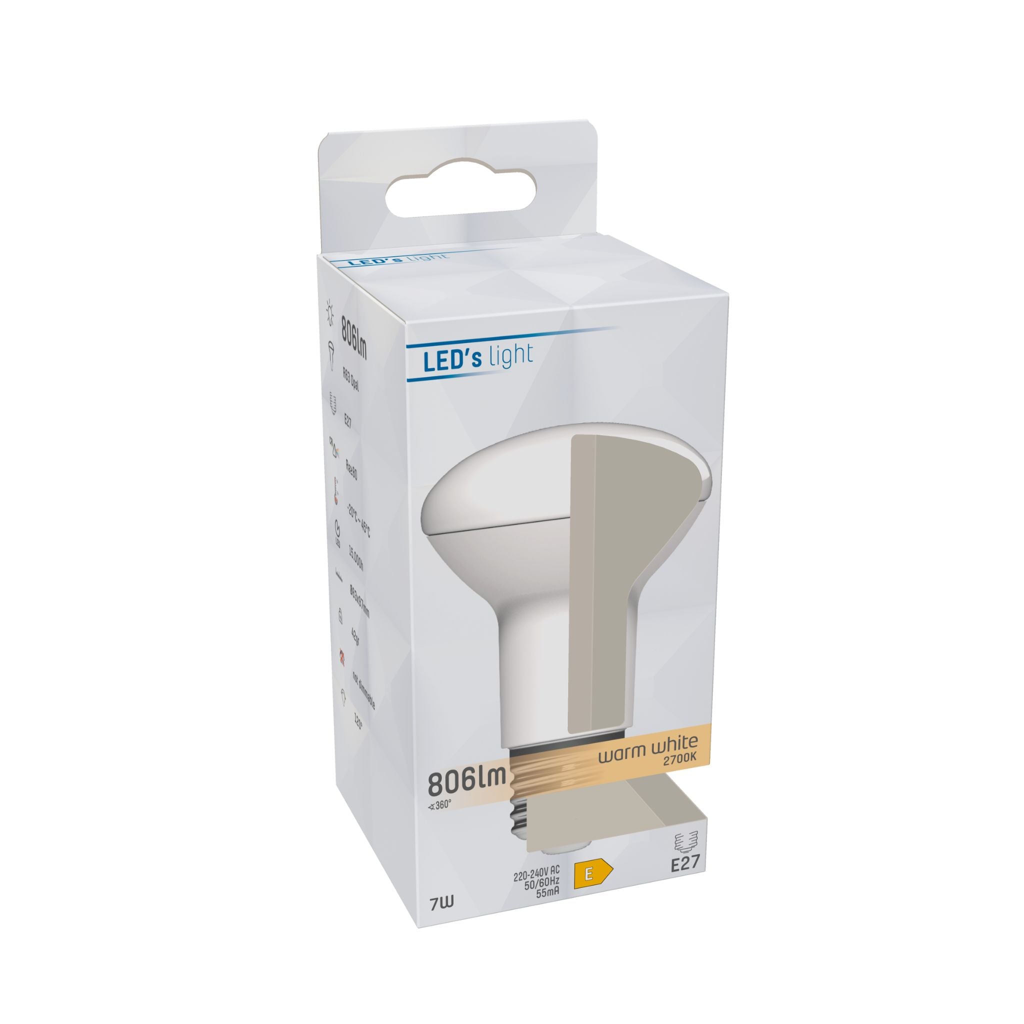 LED Reflectorlamp E27 - R63 Reflector - Warm wit - 7W vervangt 60W - LED.nl