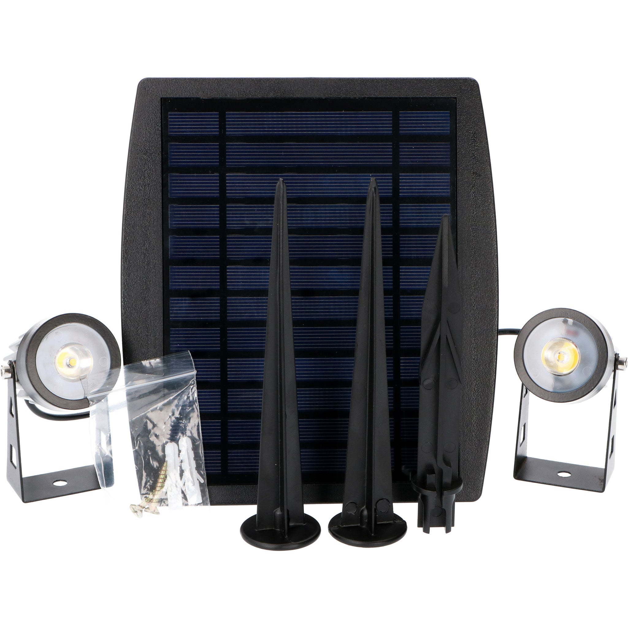 LED Solar Tuinspots Twins met zonnepaneel - Automatisch aan en uit - 25 cm - LED.nl