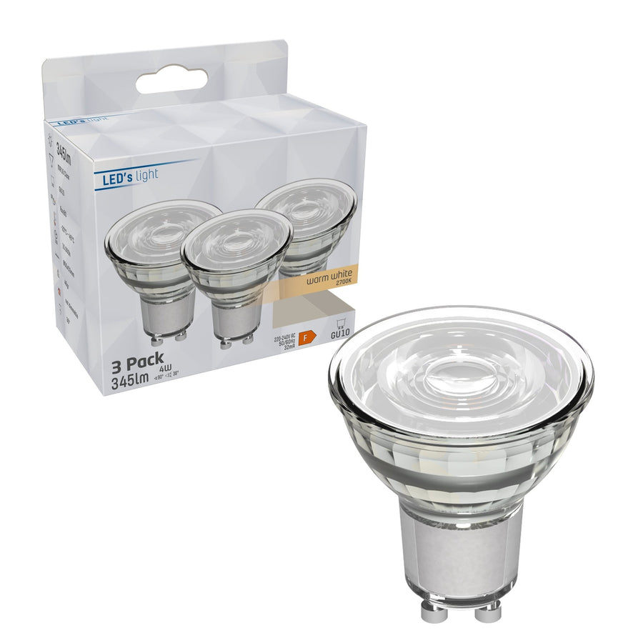 GU10 LED Spots - Warm white light - 4W/50W - 345 lm - 3PACK - LED.nl