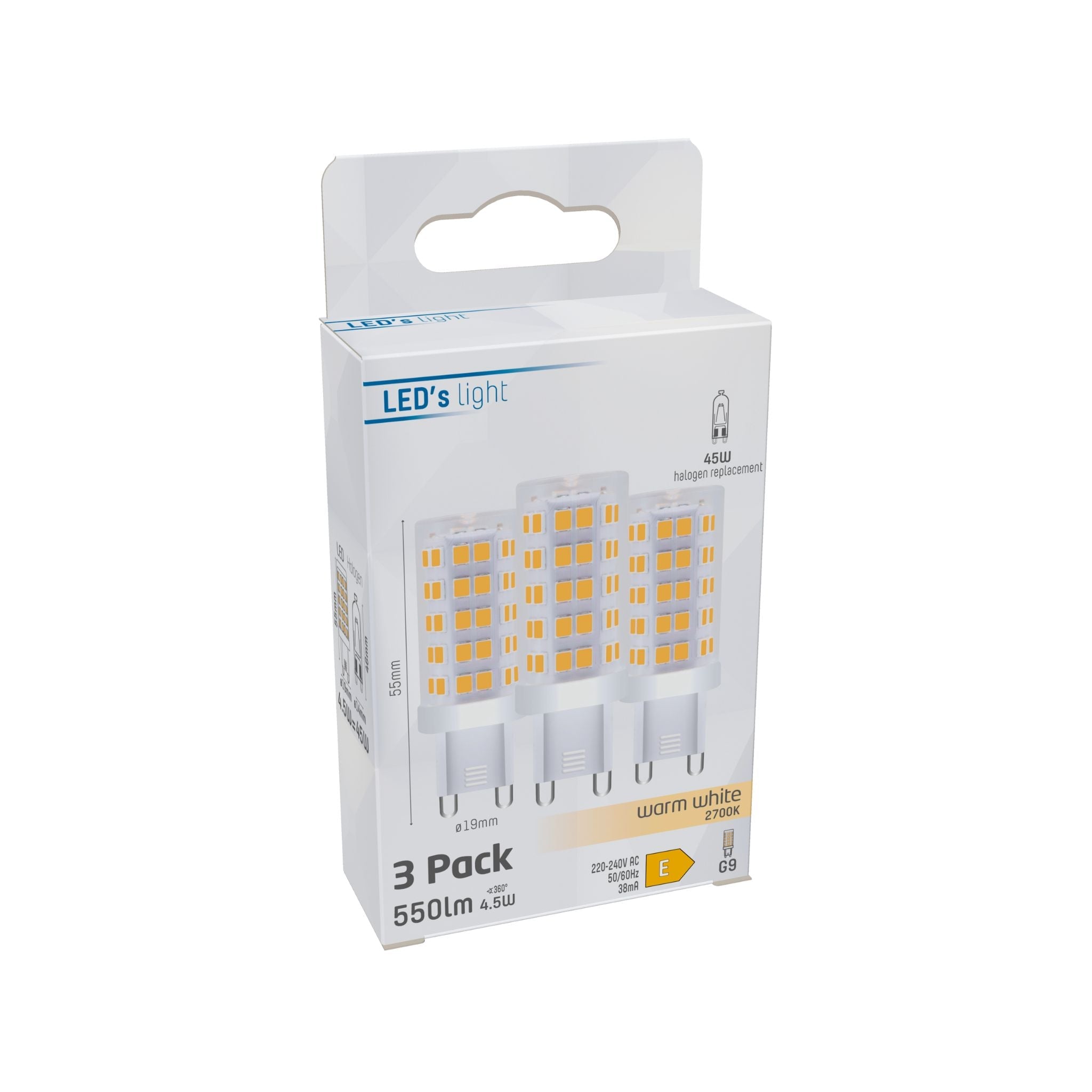 LED Steeklamp G9 - Helder - 220-240V - Warm wit - 4.7W (45W) - 3 lampjes - LED.nl