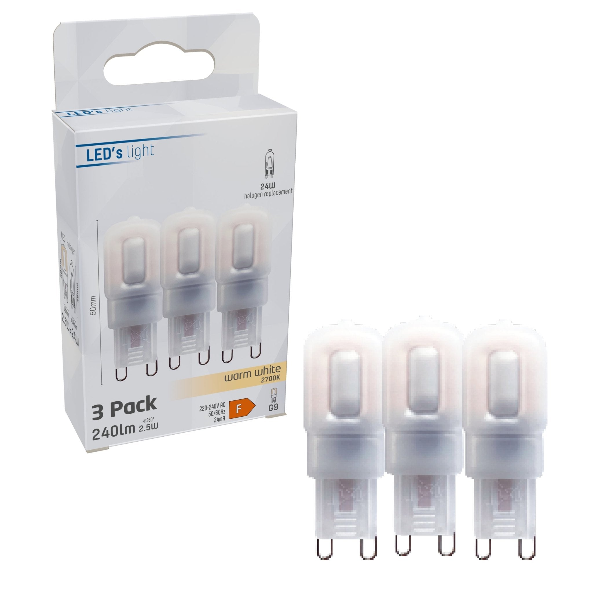 LED Steeklamp G9 - Mat - 220-240V - Warm wit - 2.5W (24W) - 3 lampjes - LED.nl