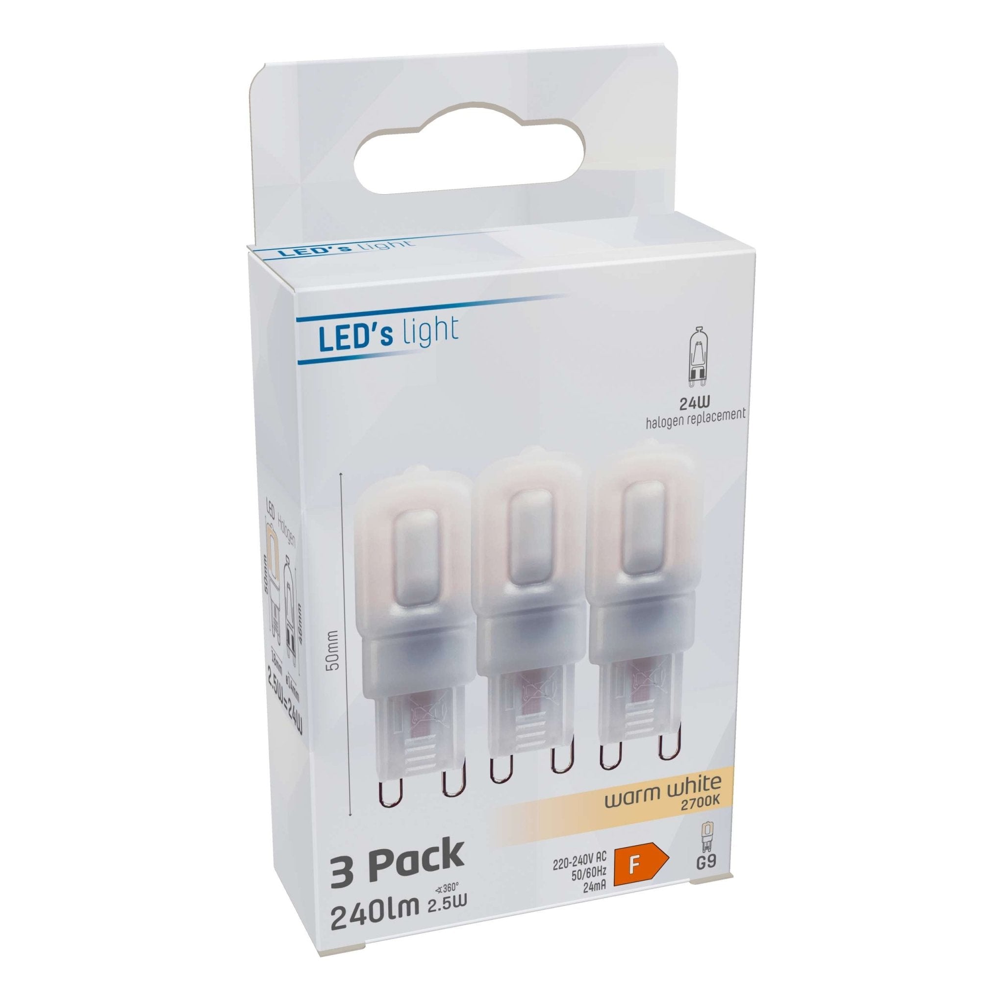 LED Steeklamp G9 - Mat - 220-240V - Warm wit - 2.5W (24W) - 3 lampjes - LED.nl