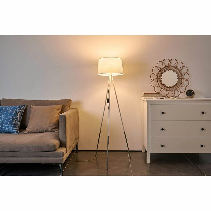 LED Vloerlamp driepoot met schakelaar - 136 cm - Wit / Grijs - LED.nl