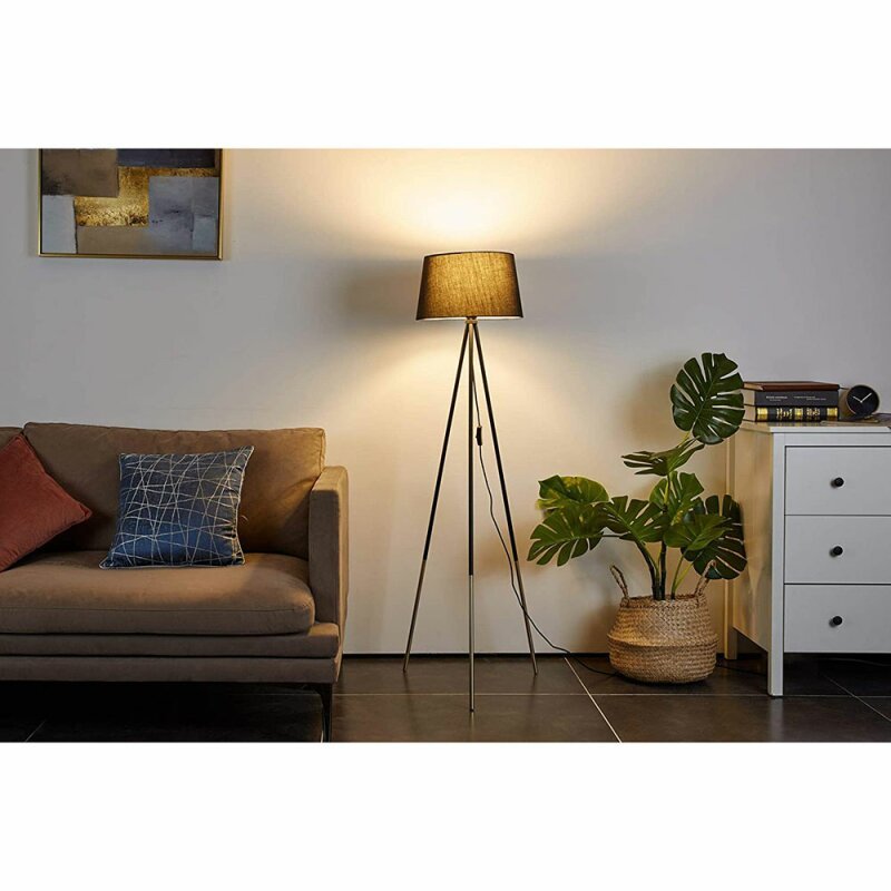 LED Vloerlamp driepoot met schakelaar - 136 cm - Zwart / Goud - LED.nl