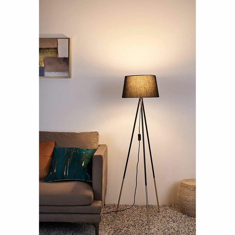 LED Vloerlamp driepoot met schakelaar - 136 cm - Zwart / Goud - LED.nl