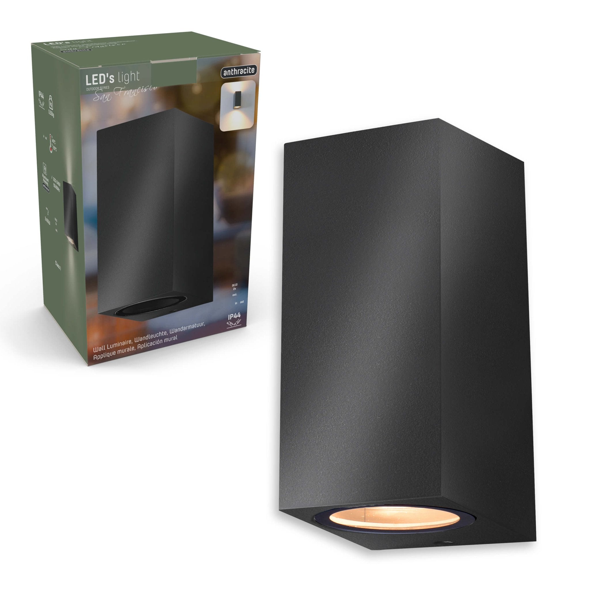 LED Wandlamp buiten met GU10 fitting - Milaan - Rechthoek - IP44 - Antraciet - LED.nl