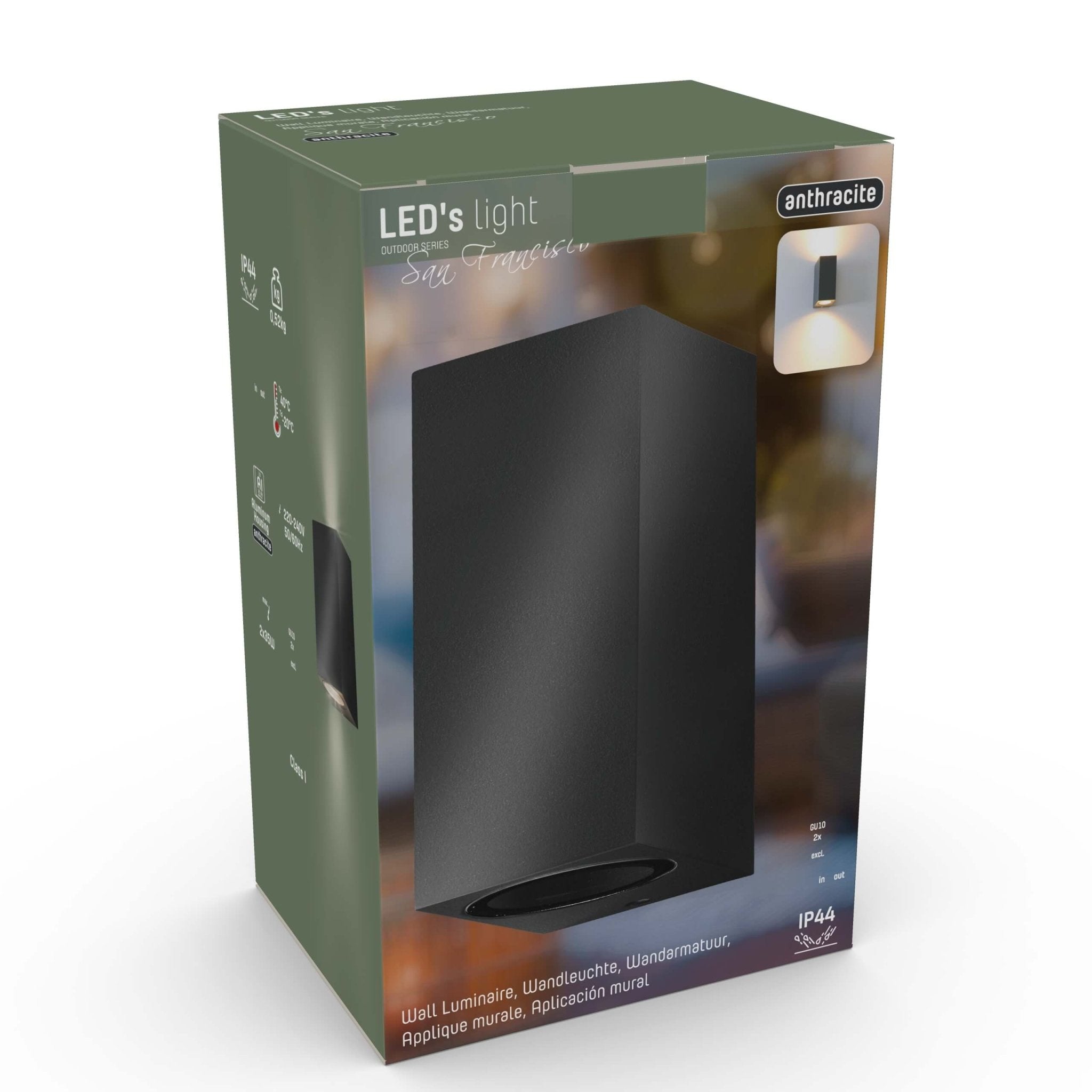 LED Wandlamp buiten met GU10 fitting - Milaan - Rechthoek - IP44 - Antraciet - LED.nl