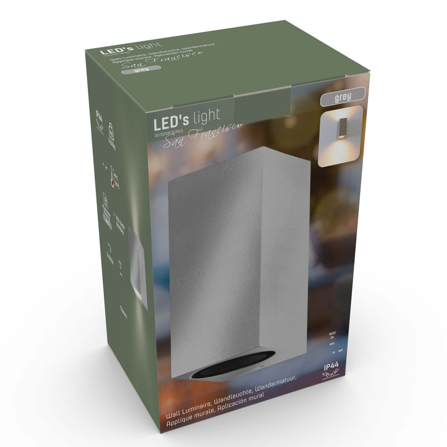 4 pack - LED's Light LED Buitenlamp met GU10 fitting - Rechthoek - IP44 - Grijs - Model Milaan Wandlampen LED.nl