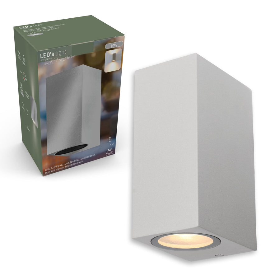 4 pack - LED's Light LED Buitenlamp met GU10 fitting - Rechthoek - IP44 - Grijs - Model Milaan Wandlampen LED.nl