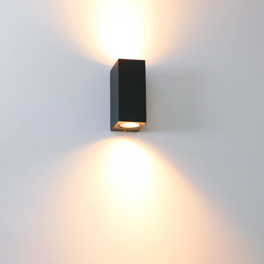 NØRD Up&Down - LED's Light LED Buitenlamp met GU10 fitting - Rechthoek - IP44 - Zwart - Model Milaan Wandlampen LED.nl