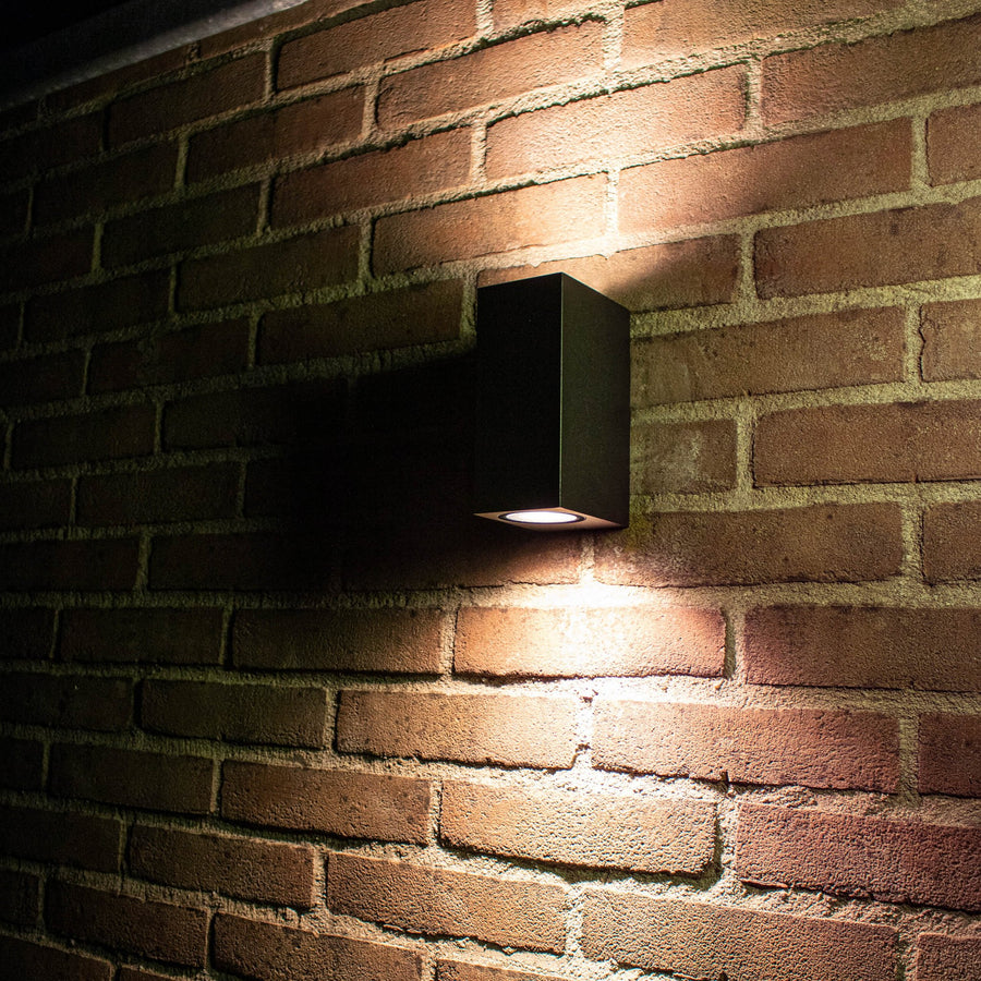 NØRD Up&Down - LED's Light LED Buitenlamp met GU10 fitting - Rechthoek - IP44 - Zwart - Model Milaan Wandlampen LED.nl