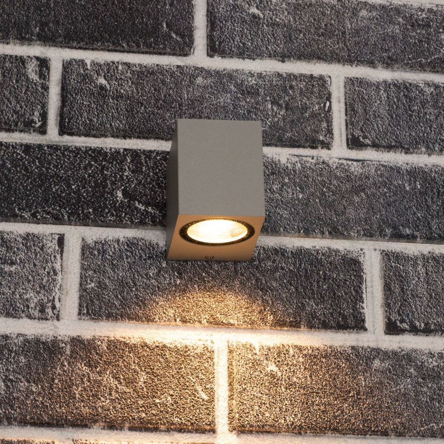LED outdoor wall lamp with GU10 fitting - Rome - Square - IP44 - Gray - LED.nl