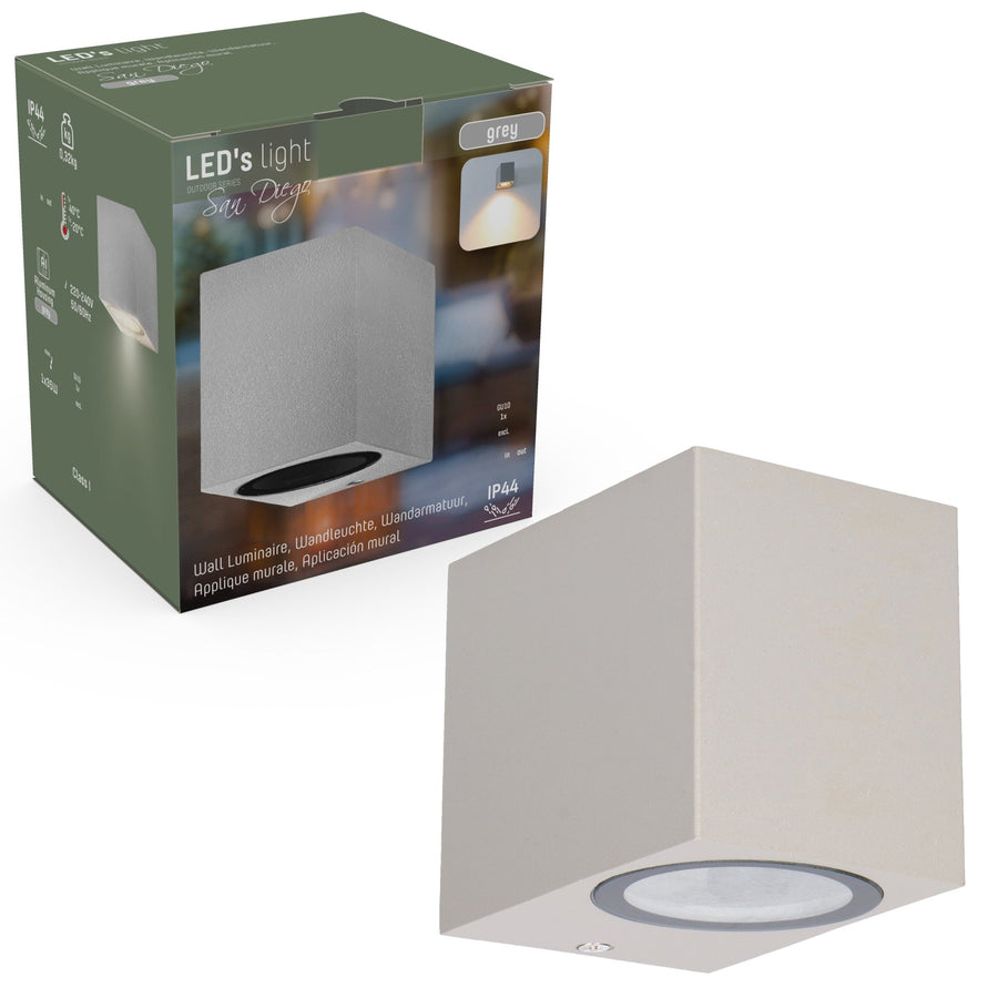 LED outdoor wall lamp with GU10 fitting - Rome - Square - IP44 - Gray - LED.nl