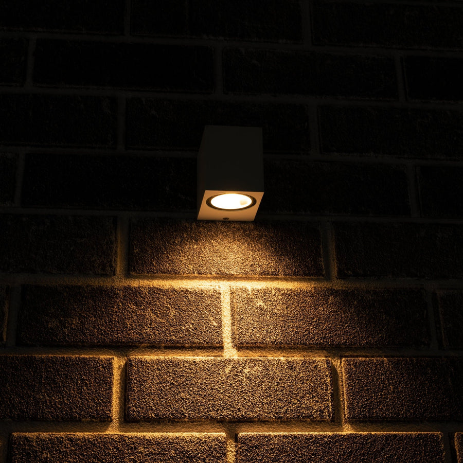 NØRD Down - LED's Light LED Wandlamp Buiten met GU10 fitting - Vierkant - IP44 - Wit - Model Rome Wandlampen LED.nl