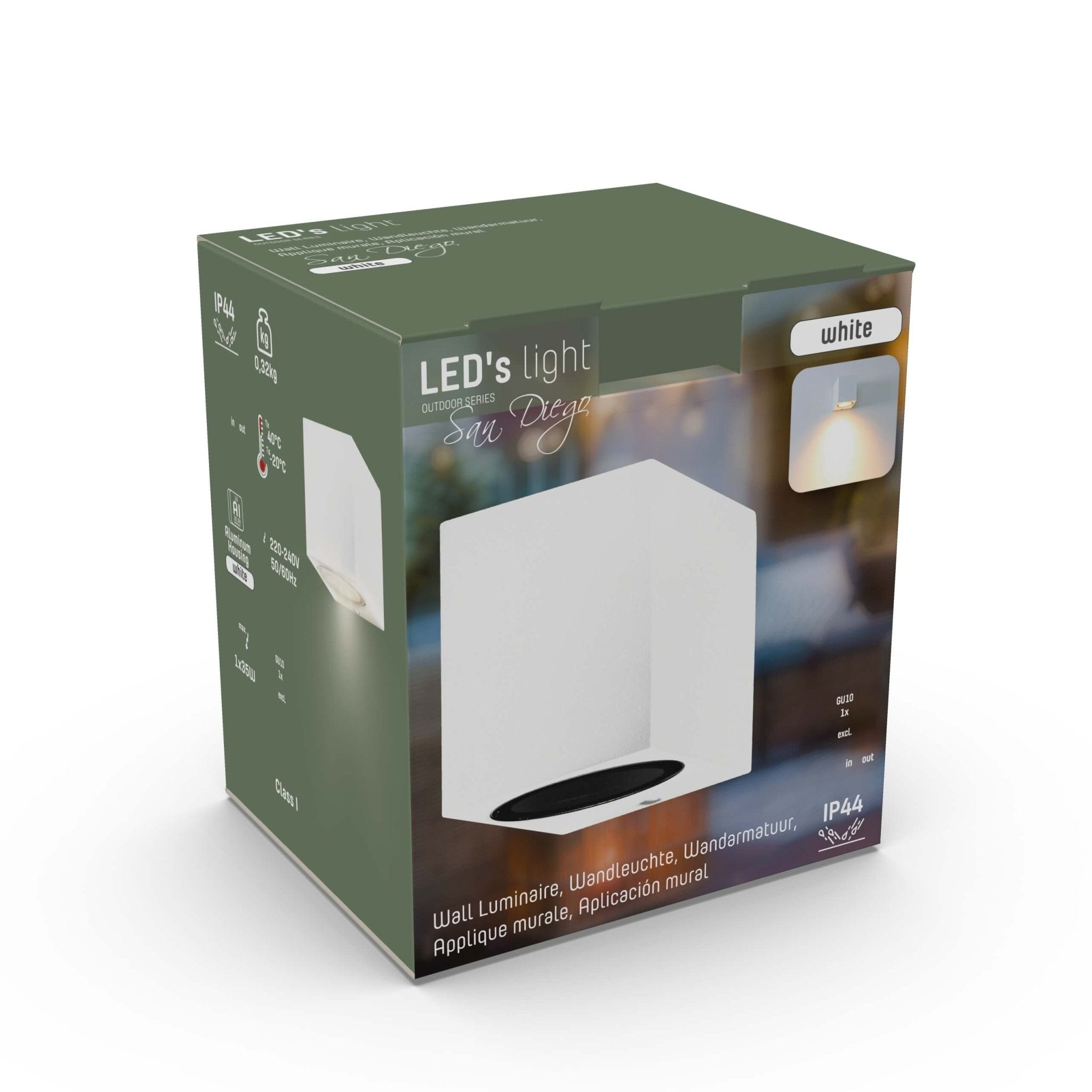LED Wandlamp buiten met GU10 fitting - Rome - Vierkant - IP44 - Wit - LED.nl
