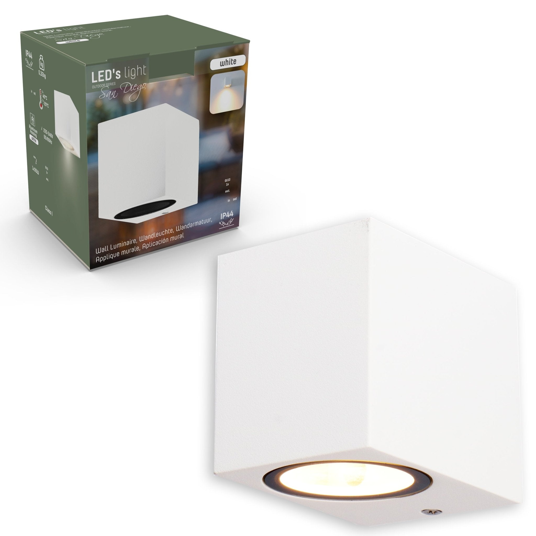 LED Wandlamp buiten met GU10 fitting - Rome - Vierkant - IP44 - Wit - LED.nl