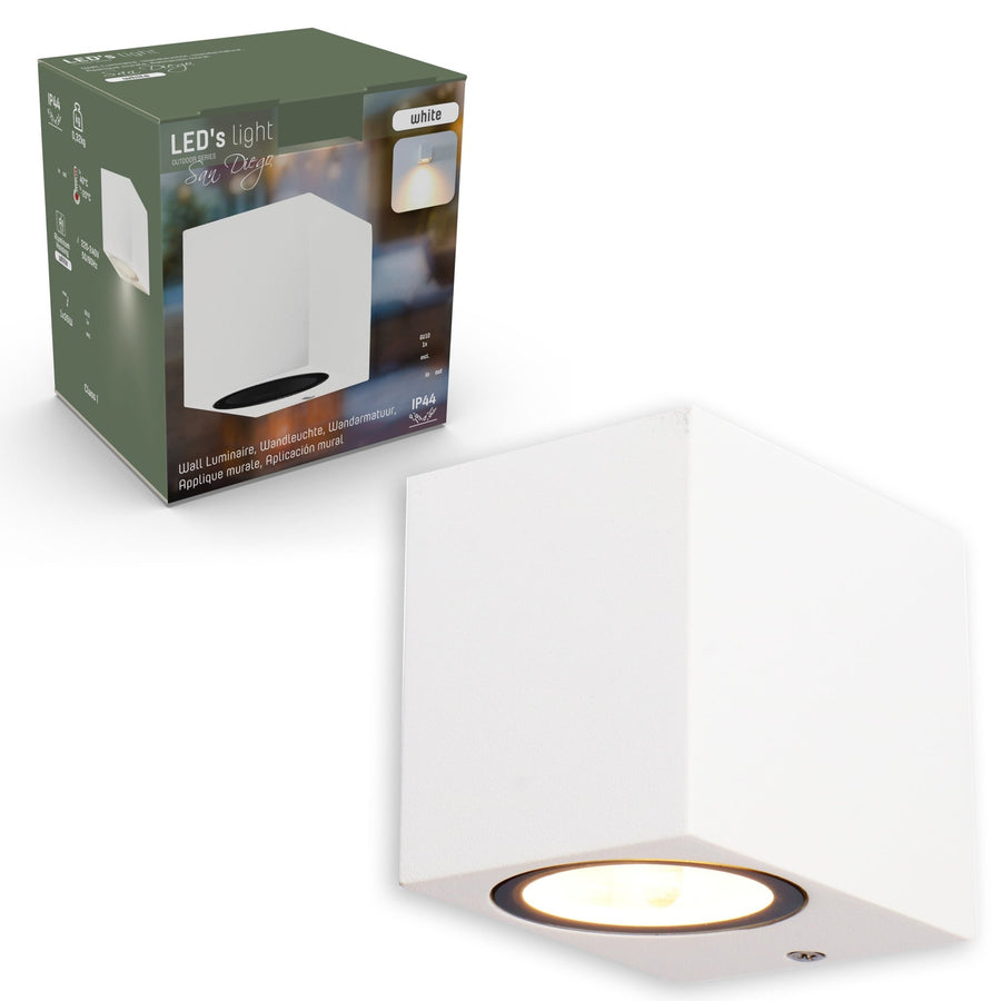 NØRD Down - LED's Light LED Wandlamp Buiten met GU10 fitting - Vierkant - IP44 - Wit - Model Rome Wandlampen LED.nl