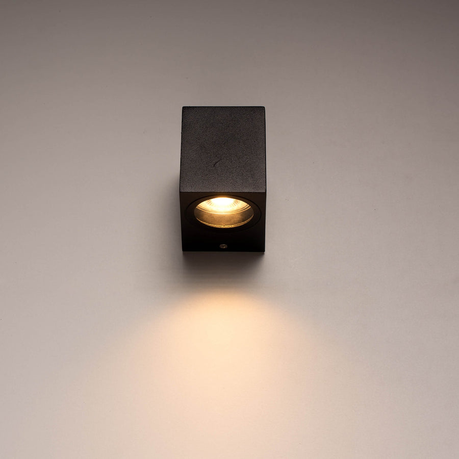 NØRD Down - LED-Außenwandleuchte mit GU10-Fassung - Quadratisch - IP44 - Schwarz - Modell Rom - LED.de