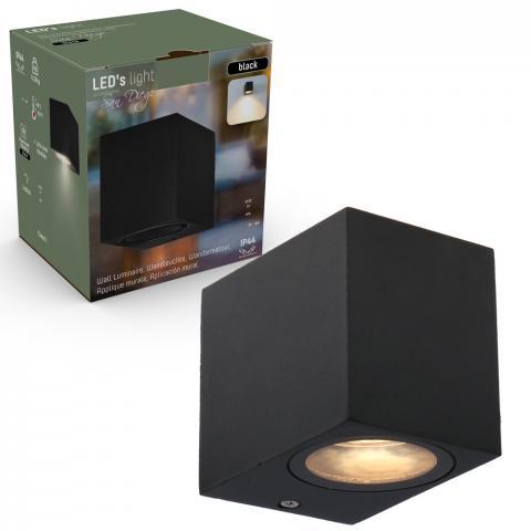 LED Wandlamp buiten met GU10 fitting - Rome - Vierkant - IP44 - Zwart - LED.nl