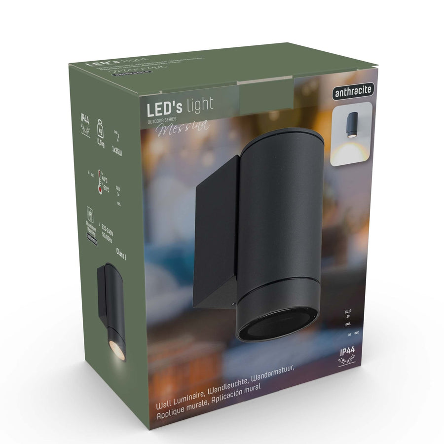 LED's Light Muurlamp voor buiten - GU10 fitting - IP44 waterbestendig - Antraciet - Model Carpi Wandlampen LED.nl