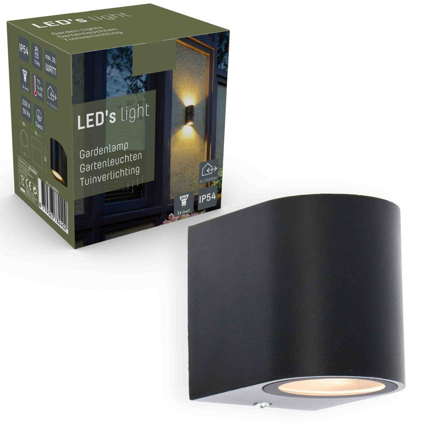 LED's Light LED Wandleuchte für den Außenbereich mit GU10-Fassung - Rund - Modell San Marino - IP44 - Schwarz - LED.de