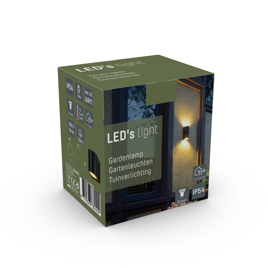 LED's Light LED Wandleuchte für den Außenbereich mit GU10-Fassung - Rund - Modell San Marino - IP44 - Schwarz - LED.de