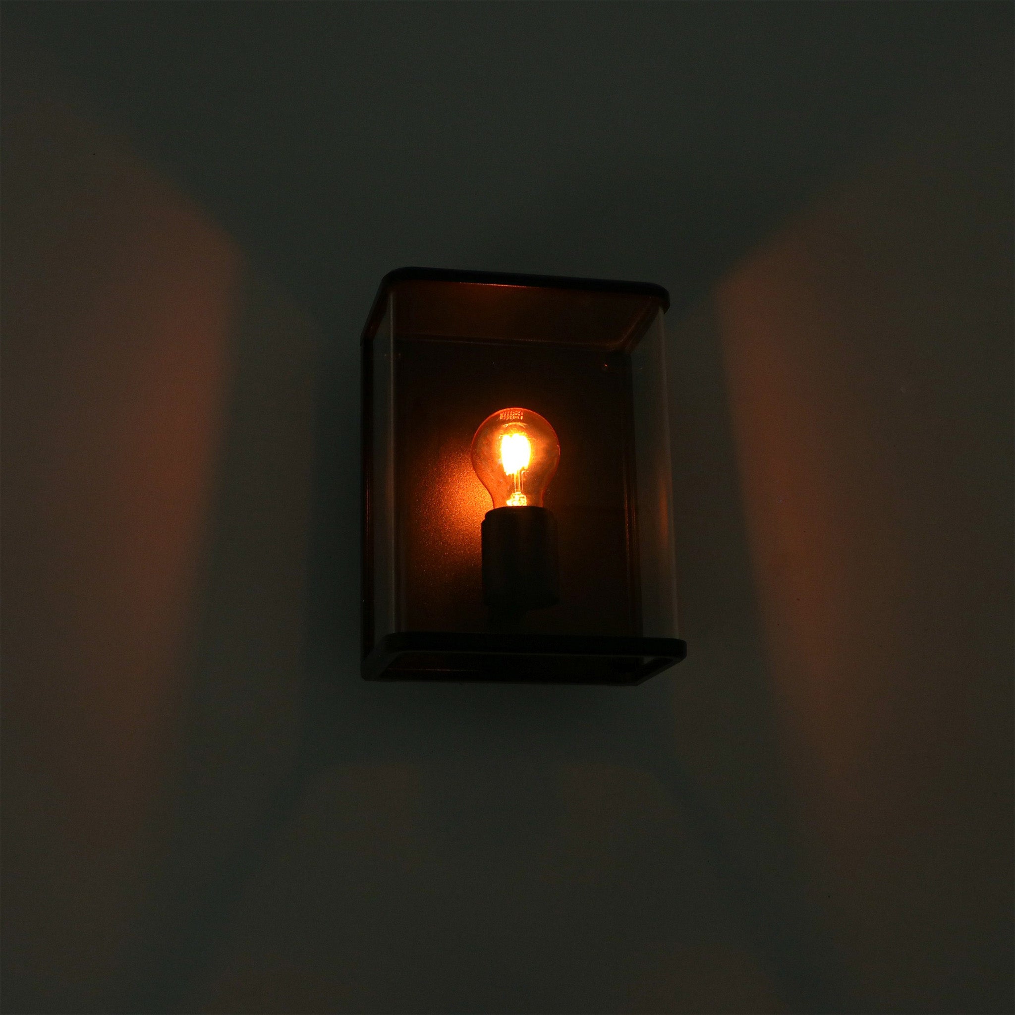 LED Wandlamp Glas - Rondom licht - Rechthoek - E27 fitting - IP44 - Zwart - LED.nl