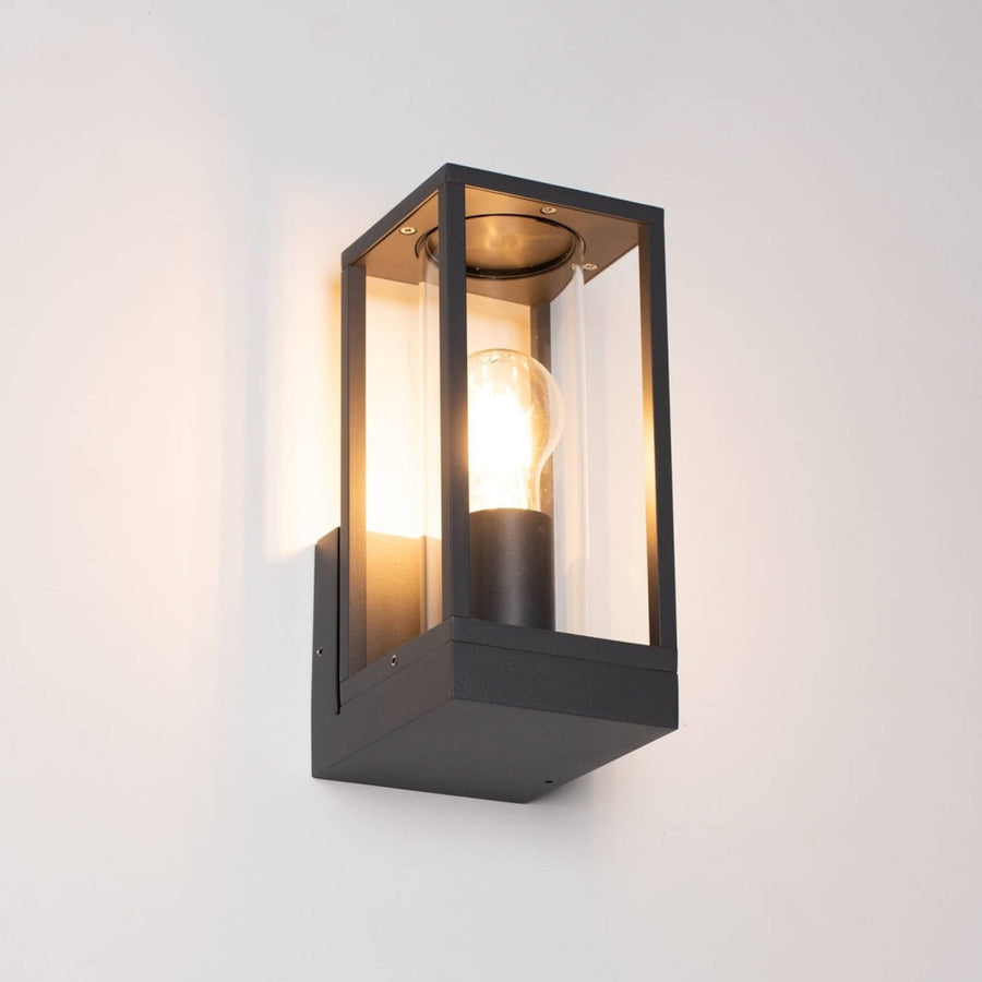 2 pack - LED's Light LED Wandlamp met glazen ruiten - Rechthoek - E27 fitting - IP44 - Antraciet Wandlampen LED.nl