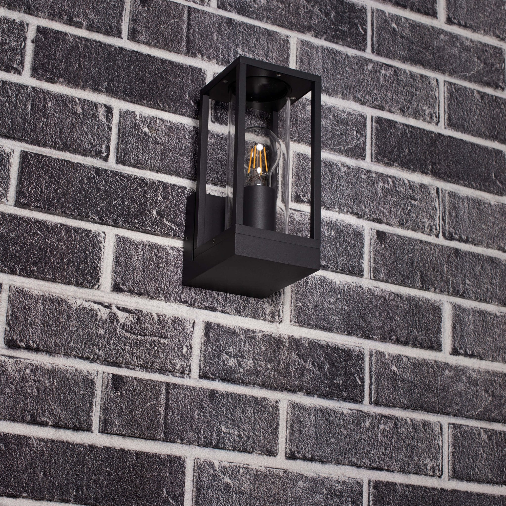 LED Wandlamp met glazen ruiten - Rechthoek - E27 fitting - IP44 - Antraciet - LED.nl