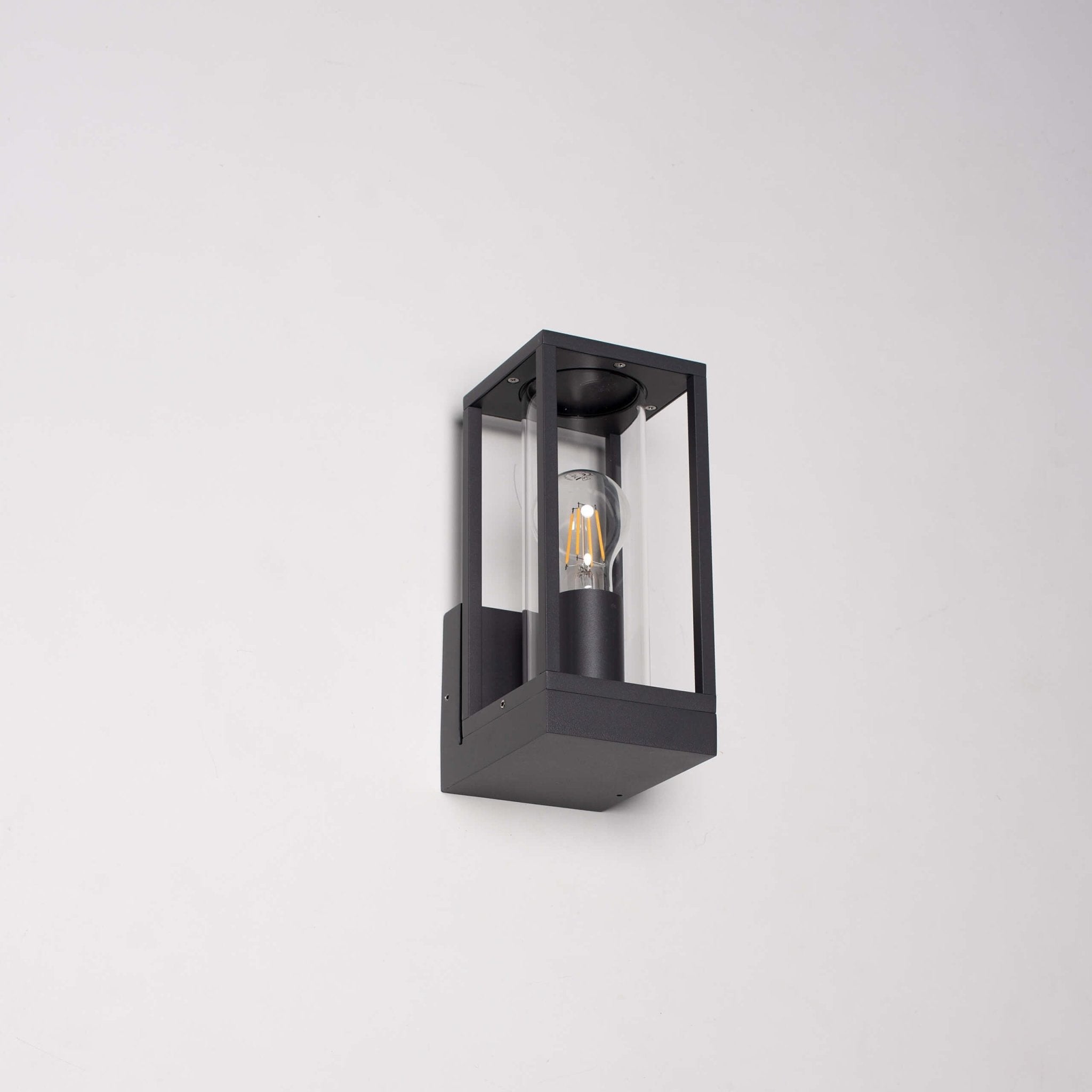 LED Wandlamp met glazen ruiten - Rechthoek - E27 fitting - IP44 - Antraciet - LED.nl