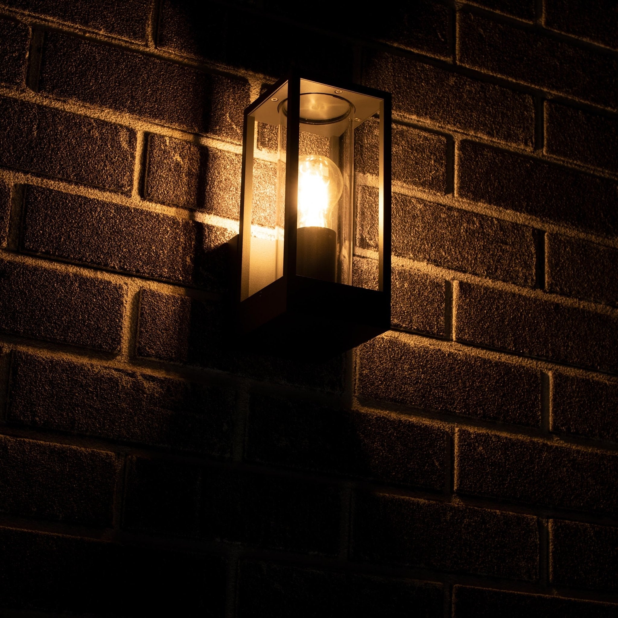 LED Wandlamp met glazen ruiten - Rechthoek - E27 fitting - IP44 - Antraciet - LED.nl