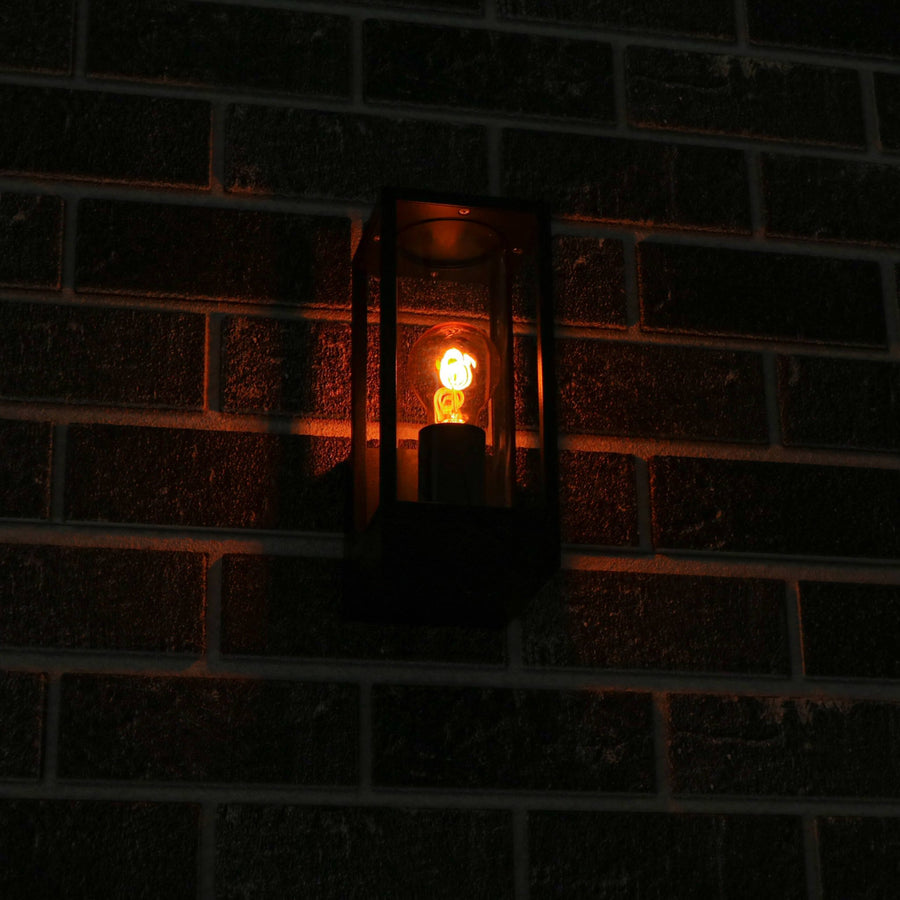 LED's Light LED Wandlamp met glazen ruiten - Rechthoek - E27 fitting - IP44 - Zwart Wandlampen LED.nl
