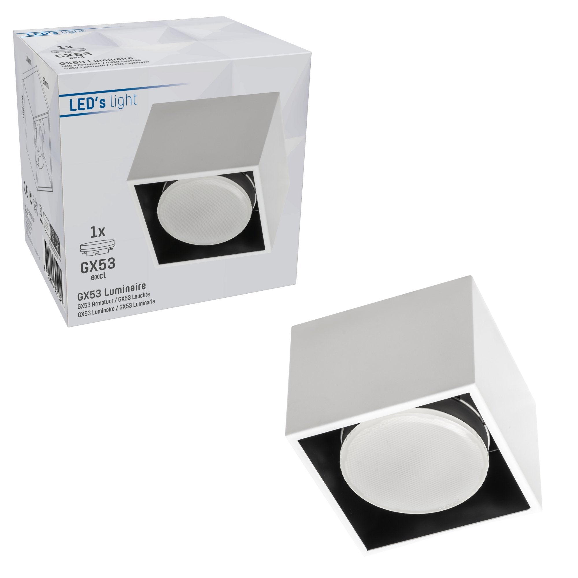 LED's Light Cube LED Plafondlamp - 1 lichtpunt - Draaibaar licht - Staal - 10 x 8 cm - Wit - LED.nl