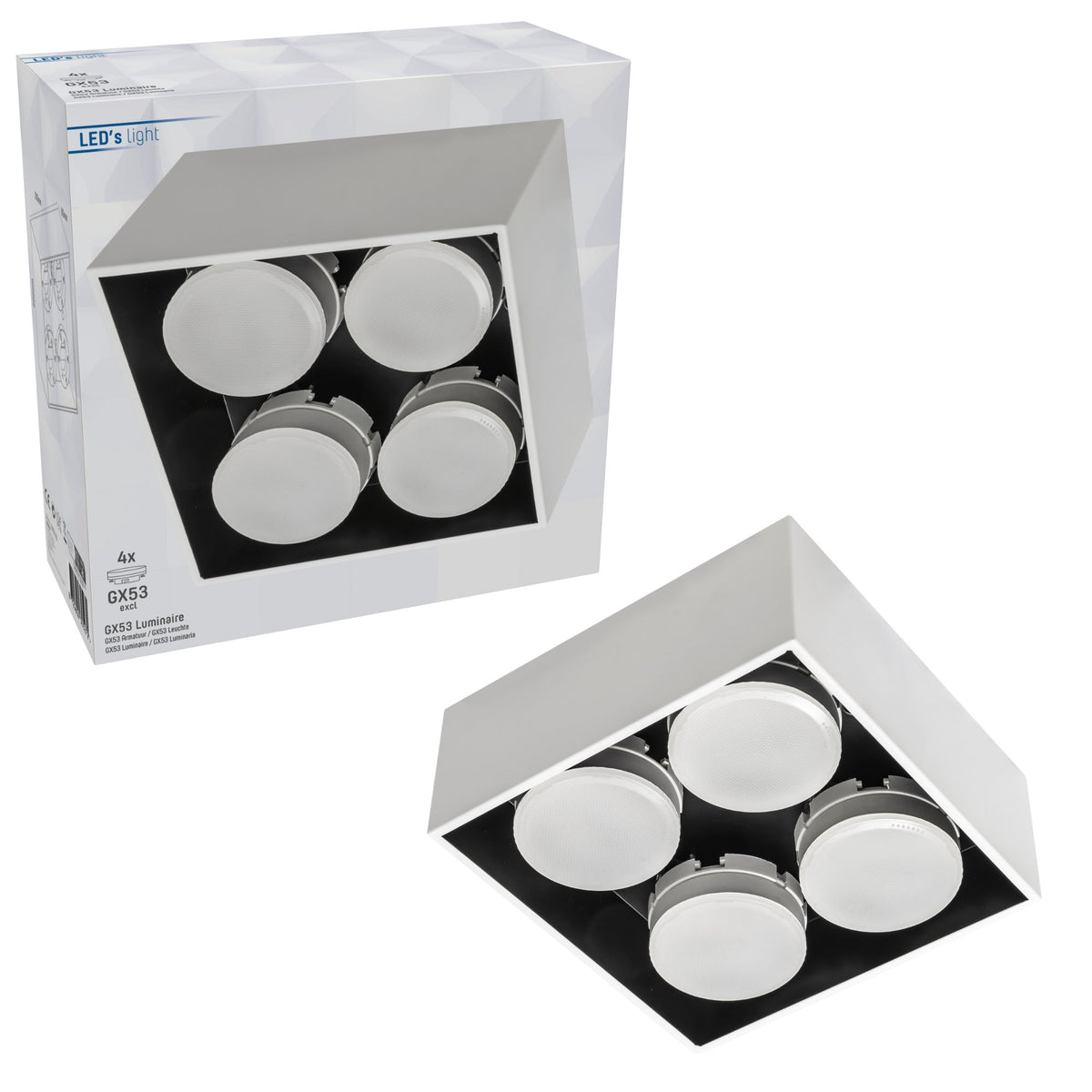 Cube Plafonniere rechthoek met twee lichtpunten - Wit